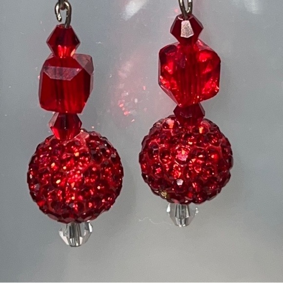 Pave Crystal Ball Drop Earrings - Picture 3 of 4